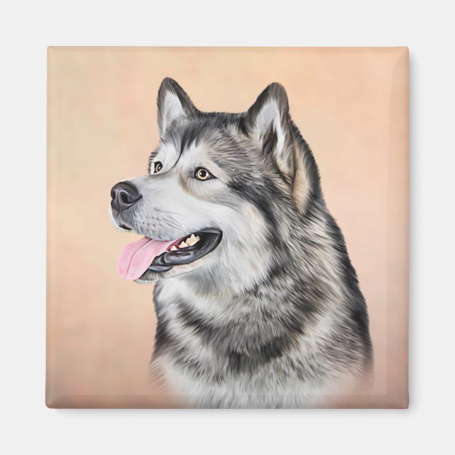 Imã Desenho de Cachorro do Alasca Malamute 2 (Frente)