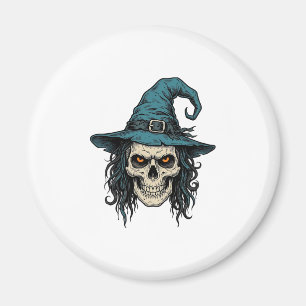 Imã Desenho de Camisa Vetorial de Halloween de Caveira