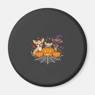 Imã Desenho de Cão Bruxa Abóbora de Halloween Chihuahu