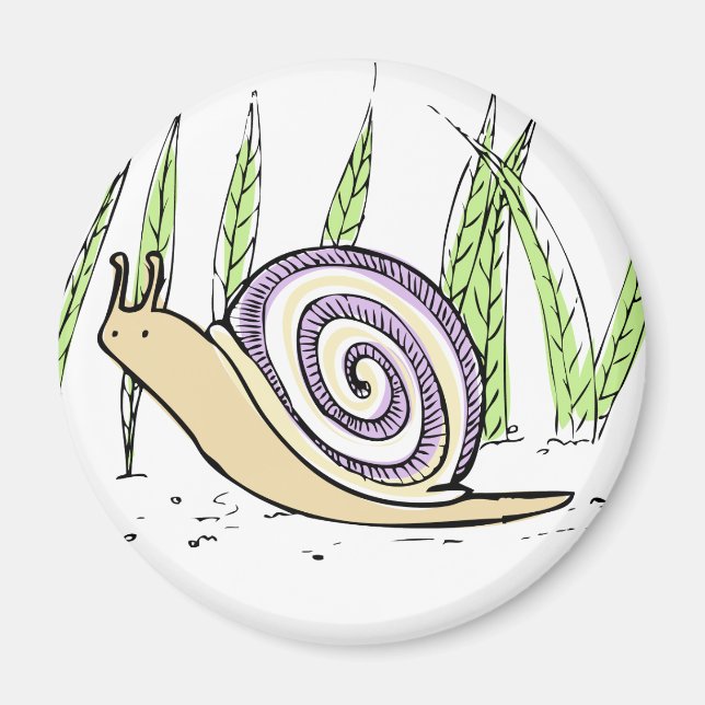 Imã Desenho De Caracol Desenho De Mão Cortada (Frente)