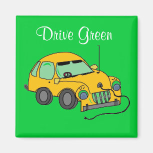 Imã Desenho de Carro de Cartoon Verde