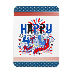 Ímã Desenho de Celebração Patriótica do 4 de Julho Fel
