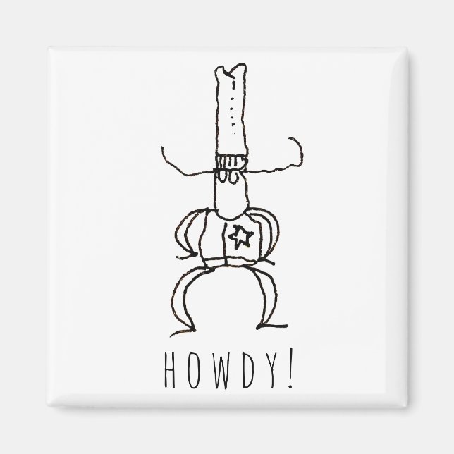Imã Desenho de desenho animado Cowboy Howdy Doodle  (Frente)
