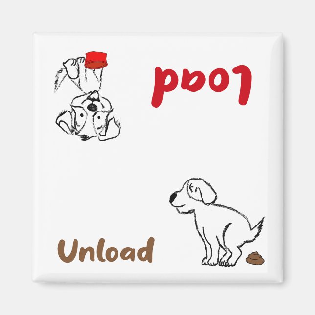 Imã Desenho de desenho, máquina de lavar loiça de carg (Frente)