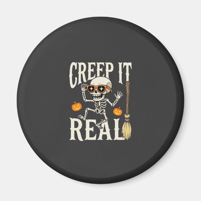 Imã Desenho de Esqueleto Dançante Funny Halloween Cree (Frente)