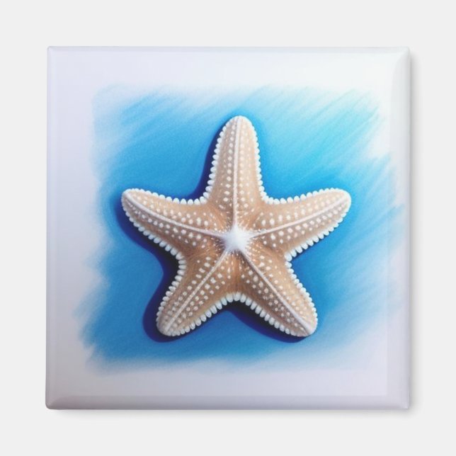 Imã Desenho de Estrela-do-Mar com Giz de Cera (Frente)