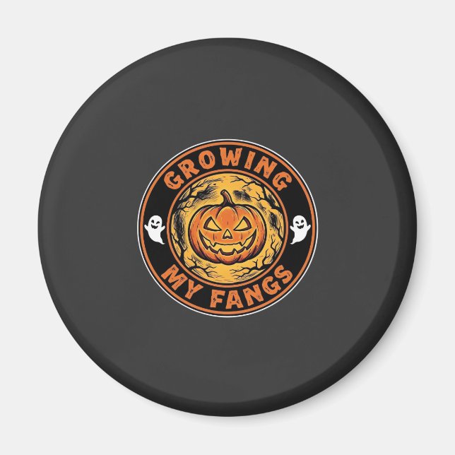 Imã Desenho de Fantasma de Abóbora de Halloween Cresce (Frente)