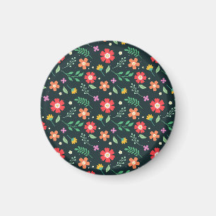 Imã Desenho de fundo com estampa floral colorida e ale