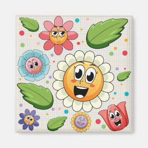 Imã desenho de fundo contínuo com flores coloridas