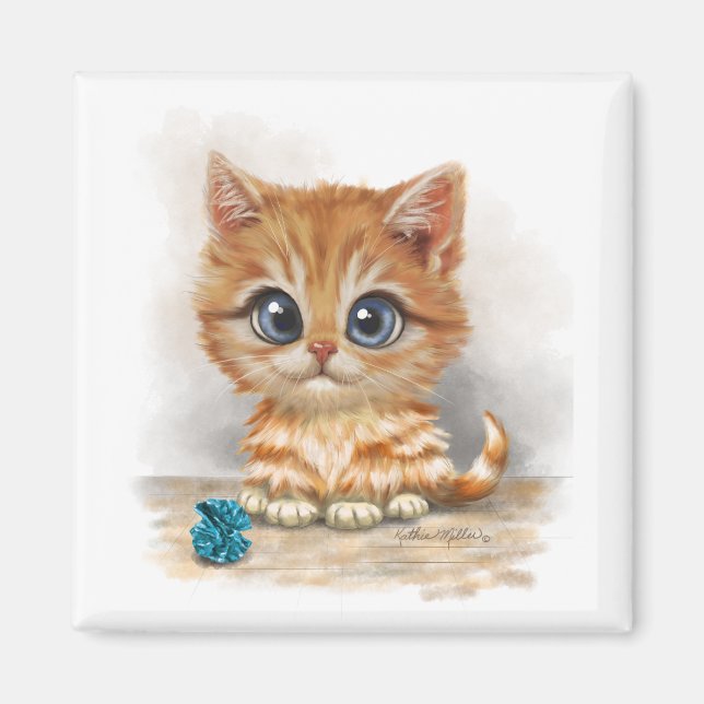 Imã Desenho de Gatinho Laranja (Frente)