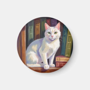 Imã Desenho de Gato Branco