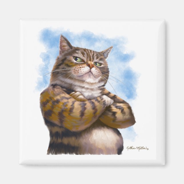 Imã Desenho de Gato Tabby Durão (Frente)