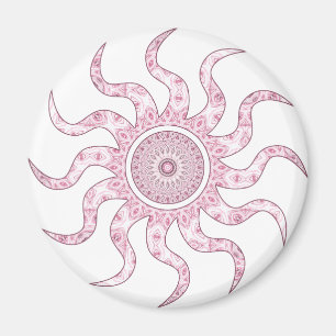 Imã Desenho de Mandala com Sol Rosa