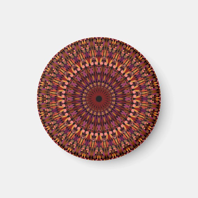 Imã Desenho de Mandala Marrom Floral (Frente)