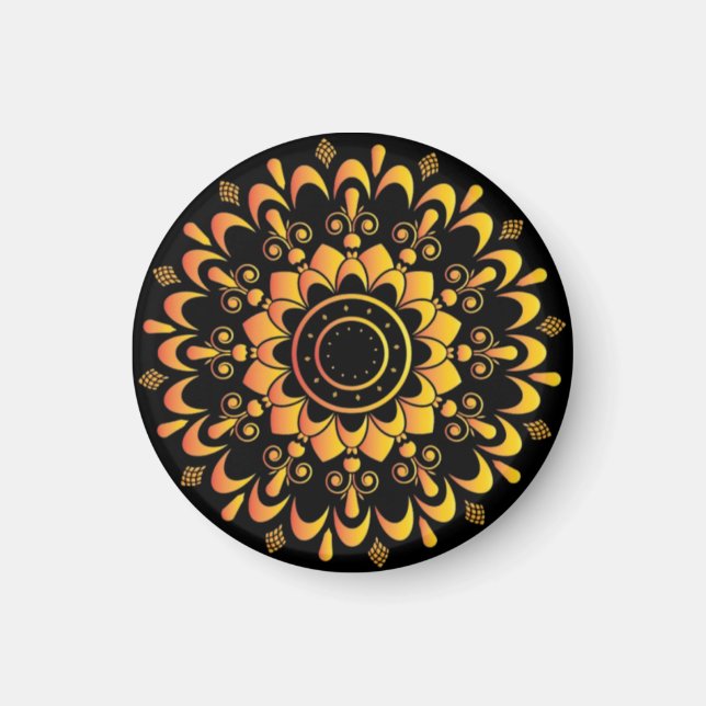 Imã Desenho de Mandala Única Dourada-95747 (Frente)