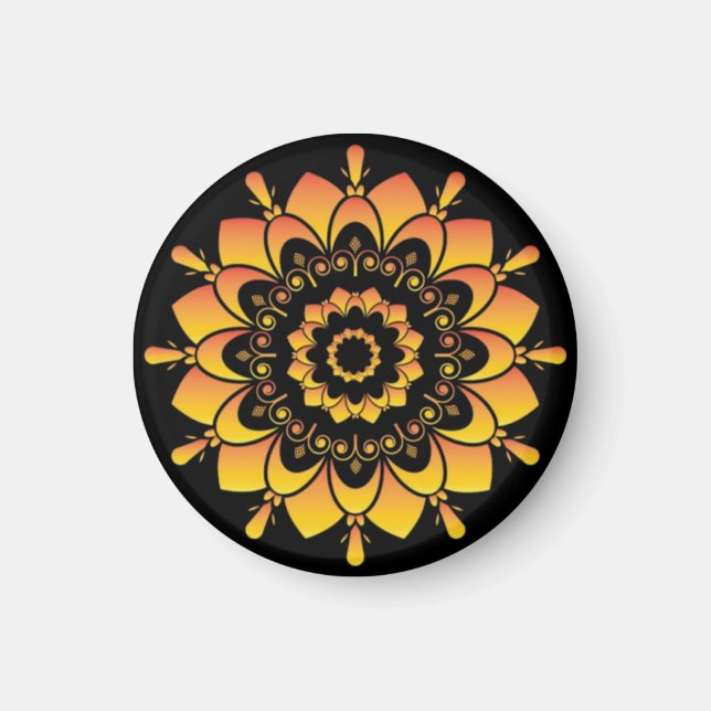 Imã Desenho de Mandala Única Dourada-95748 (Frente)