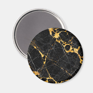 Imã Desenho de Mármore Nero Portoro Luxo Dourado Preto