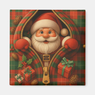 Imã Desenho de Natal do Papai Noel Xadrez