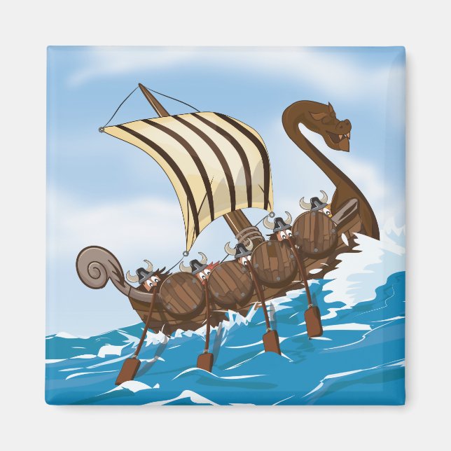 Imã Desenho de Navio Viking (Frente)
