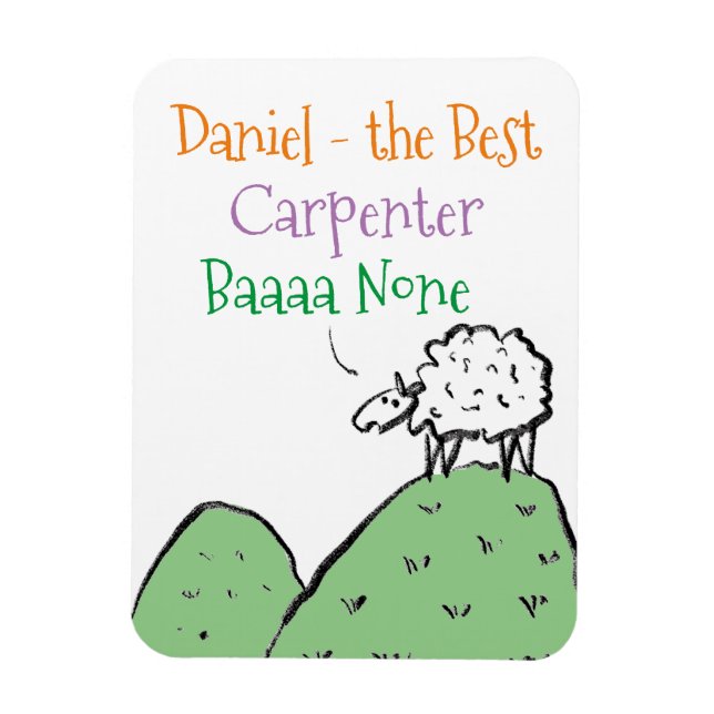 Ímã Desenho de Ovelha Carpinteiro (Vertical)