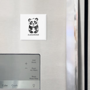 Imã Desenho de Panda Branco e Preto Minimalista