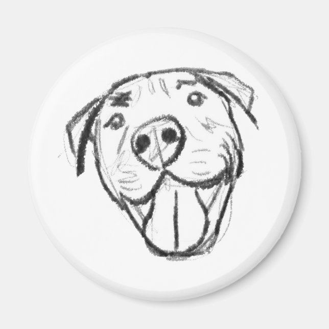 Imã desenho de pitbull simples amantes de cães preto e (Frente)