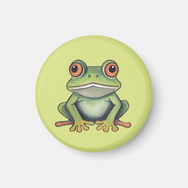 Imã Desenho de sapo com lápis de cor (Frente)