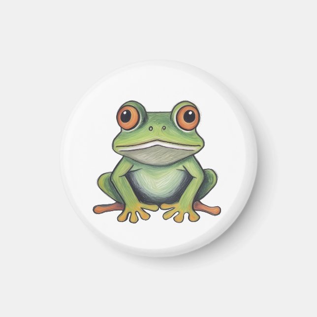Imã Desenho de sapo com lápis de cor (Frente)
