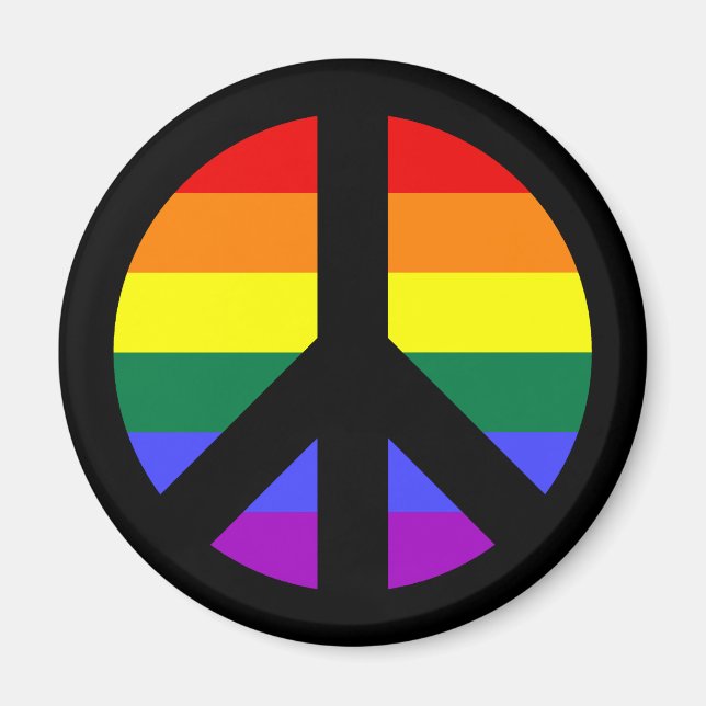 Imã Desenho de Signo de Paz Arco-íris (Frente)