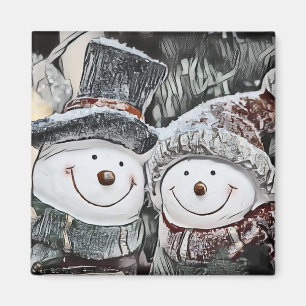 Imã Desenho de Snowman e Snow