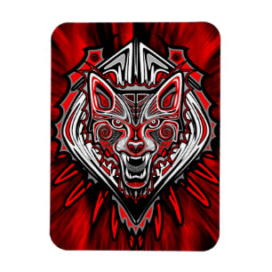 Ímã Desenho de Totem Tribal Haida de Lobo