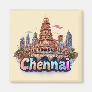 Imã Desenho de Viagem Chennai Índia 🇮🇳