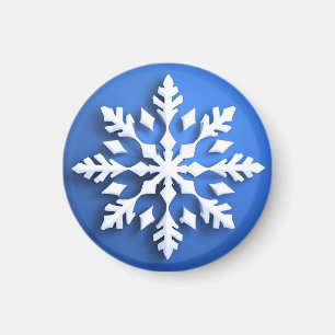 Imã Desenho Detalhado de Floco de Neve Branco