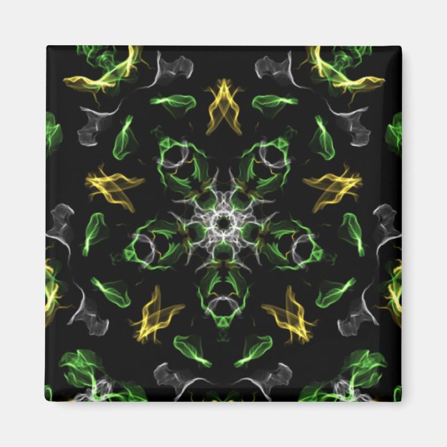 Imã Desenho Digital de Mandala Verde Suave (Frente)
