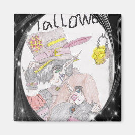 Imã Desenho do Casal de Dia das Bruxas, de Moldura Neg
