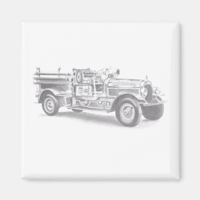 Imã desenho do vintage Firecaminhão (Frente)