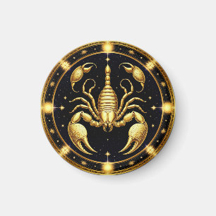 Imã Desenho do Zodíaco Escorpião Dourado