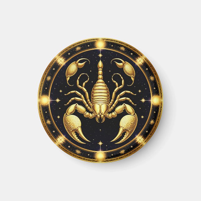 Imã Desenho do Zodíaco Escorpião Dourado (Frente)