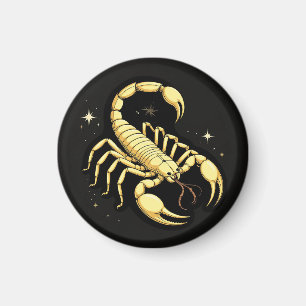 Imã Desenho do Zodíaco Escorpião Dourado com Ornamento