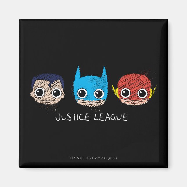 Imã Desenho dos Chefes da Mini Justice League (Frente)