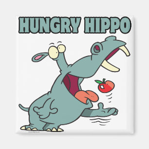 Imã desenho engraçado do hipopótamo faminto