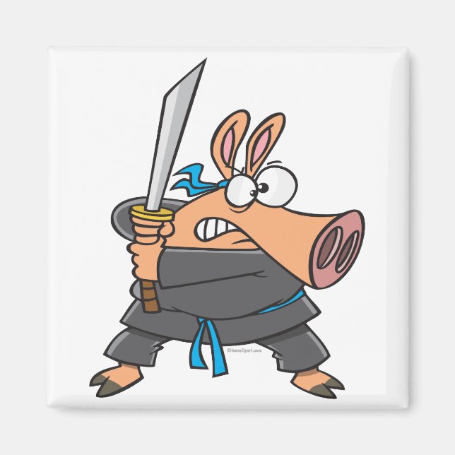 Imã desenho engraçado porco ninja bobo karatê porquinh (Frente)