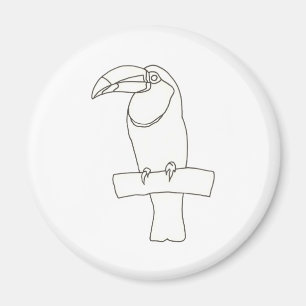 Imã Desenho esquemático de um pássaro tucano no galho 