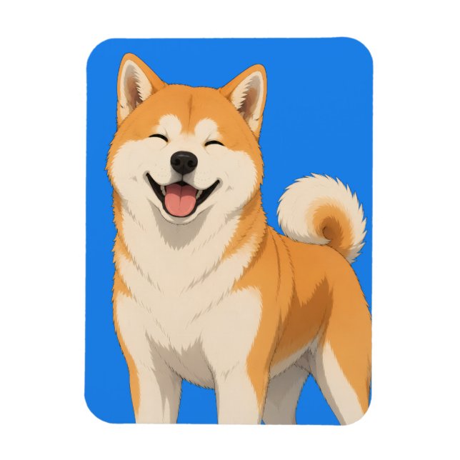 Ímã Desenho Feliz de Cachorro Akita (Vertical)