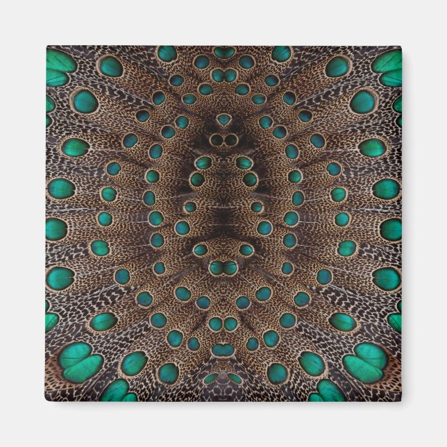 Imã Desenho Fractal de Pena de Faisão (Frente)
