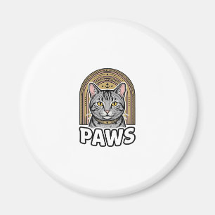 Imã Desenho Gráfico Estilo de Gravura de Patas de Gato