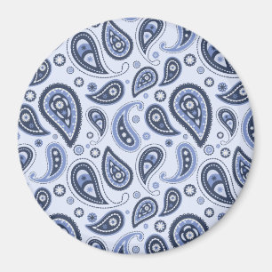 Imã Desenho Intrincado de Estampa Paisley Floral Azul