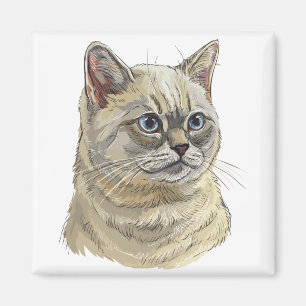 Imã Desenho manual de um gato britânico engraçado
