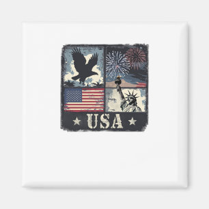 Imã Desenho Patriótico Americano Com Águia