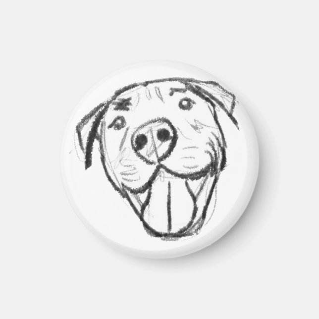 Imã desenho pitbull simples amantes de cães preto bran (Frente)